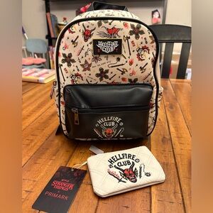 Stranger Things Hellfire Club Cream & Black Mini Backpack & Coin Bag